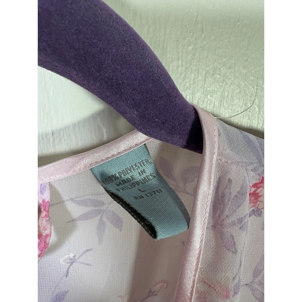 Valerie Stevens Intimates Pink Floral Sheer Set M/L Romance Cottage Fairycore